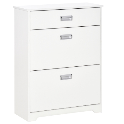 HOMCOM Tipping Shoe Cabinet Hall Organizer with Flip Drawers for Entry Porch 16 Pairs