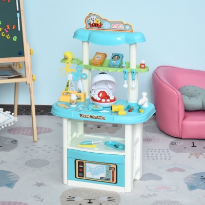 HOMCOM Kids Pretend Play PP Veterinary Set White/Blue