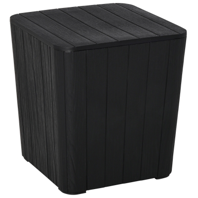 Outsunny Wood Effect Coffee Table Square Storage Box Garden Furniture Bucket Patio Black