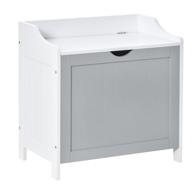 kleankin Bathroom Laundry Cabinet Bin Free Standing Towel Storage Toy Chest