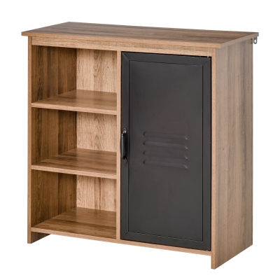 HOMCOM Storage Cabinet Home Organizer w/ 3 Tiers, Steel Door & Adjustable Shelf