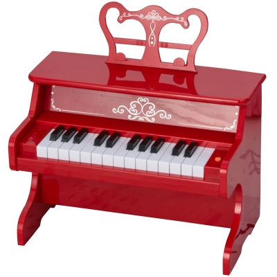 HOMCOM Kids 25-Key ABS Pretend Play Grand Piano Red