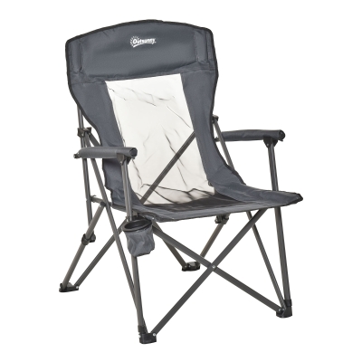 Outsunny Folding Camping Chair Heavy Duty High Back Camping Fishing Chair w/ Cup Holder