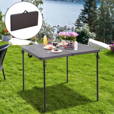 Outsunny 2.8FT Metal Portable Picnic Table Black/Brown