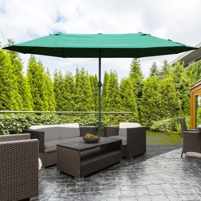Outsunny 4.6M Double-sided Sun Umbrella Dark Green