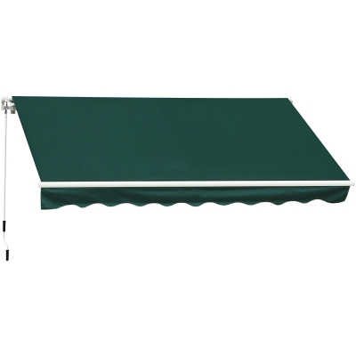 Outsunny Manual Retractable Awning, 3.5x2.5 m-Green