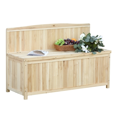 Outsunny Wood Storage Bench for Patio Furniture, Outdoor Garden Seating Tools