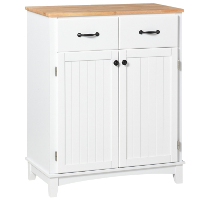 HOMCOM Coastal Sideboard Kitchen Storage Cabinet w/ Drawer Living & Dining Room, White