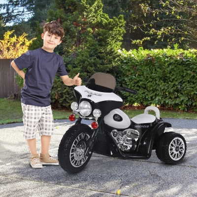 HOMCOM Children Ride On Motorbike W/Sound-Black/White