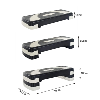 HOMCOM Plastic 3-Level Aerobic Stepper Training Block Black