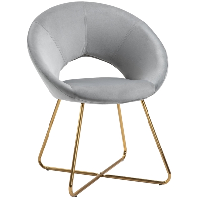HOMCOM Modern Accent Chairs Velvet Upholstered Armchair Leisure with Gold Legs