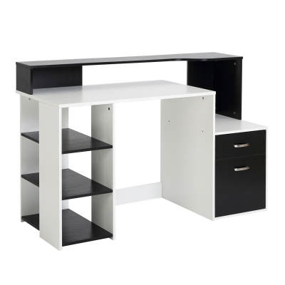 HOMCOM Wooden Computer Desk Writing Desk Office Table 140L x 55D x 92H cm-Black/White