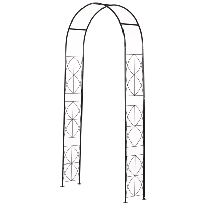 Outsunny Steel Frame Outdoor Arbor & Trellis Garden Arch Black