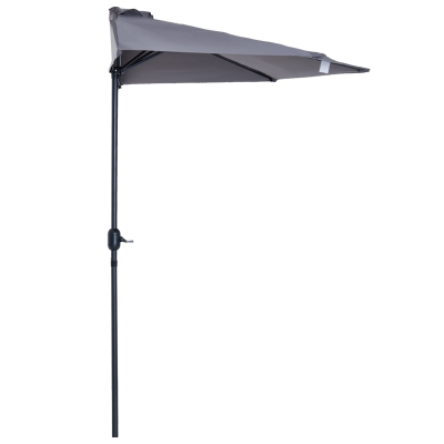Outsunny 3 m Half Round Umbrella Parasol-Grey