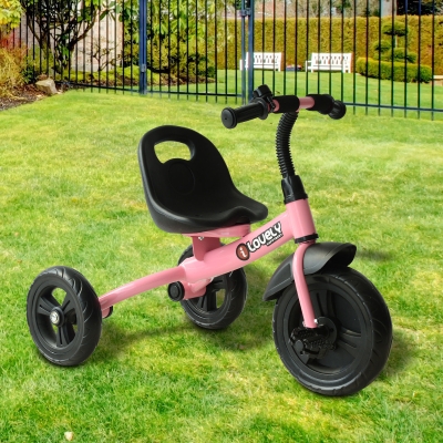 HOMCOM Toddler Three Wheel Plastic Tricycle Bike Pink