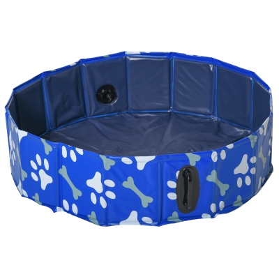 PawHut Dog Swimming Pool Foldable Pet Bathing Shower Tub Padding Pool Φ80×20Hcm XS