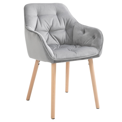 HOMCOM Tufted Dining Chair Velvet-Touch Fabric Accent Chair with Wood Legs