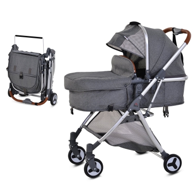 HOMCOM Aluminium Alloy Adjustable & Folding Baby Stroller Grey