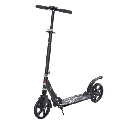 HOMCOM Foldable Adjustable Kick Scooter w/ Rear-fender Brake, Shock Absorption for 14+