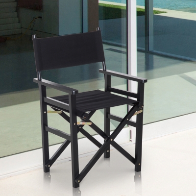 HOMCOM Wooden Director's Folding Chair, Oxford Fabric, Beech,56L-Black