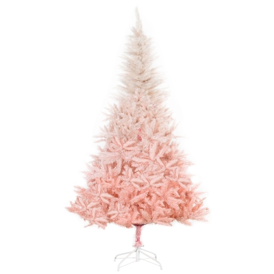 HOMCOM 6ft Christmas Decorations Realistic Design Faux Christmas Tree w/ Metal Stand and Quick Setup - Pink