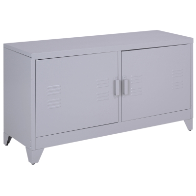 HOMCOM TV Stand, 119Wx40Dx63.5H cm, Cold Rolled Steel-Grey
