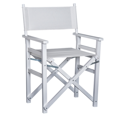 HOMCOM Wooden Director's Folding Chair, Oxford Fabric, Beech,56L-White