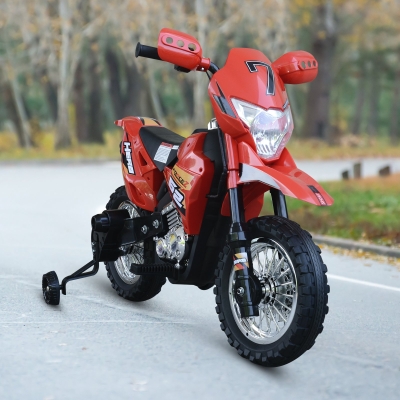 HOMCOM Childrens Motorbike Ride On Car Electric 6V Battery Kids Toy 4-Wheel for 3-6 Years Old Red