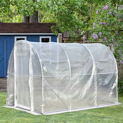 Outsunny Polytunnel Greenhouse Metal Frame Transparent PE Walk-In 300x200x200cm