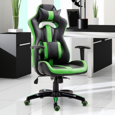 HOMCOM Gaming Office Chair, PU Leather-Green