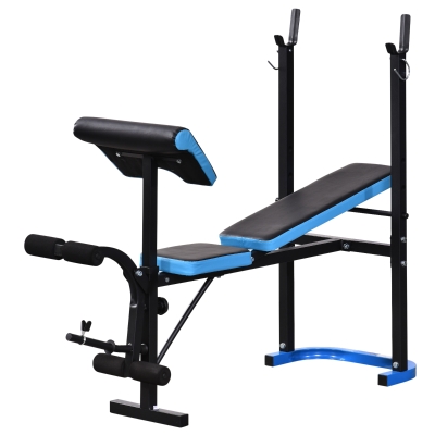 HOMCOM Adjustable Weight Bench with Leg Developer Barbell Rack for Home Gym Fitness