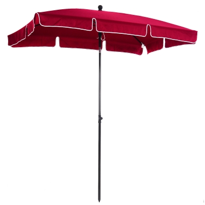 Outsunny Aluminium Umbrella Parasol, 200Lx125Wx235H cm-Red