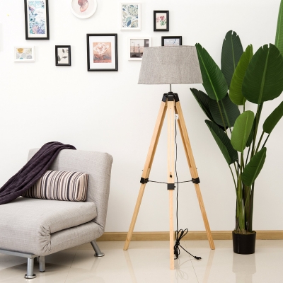 HOMCOM Classic Tripod Floor Lamp, Adjustable Height-Grey