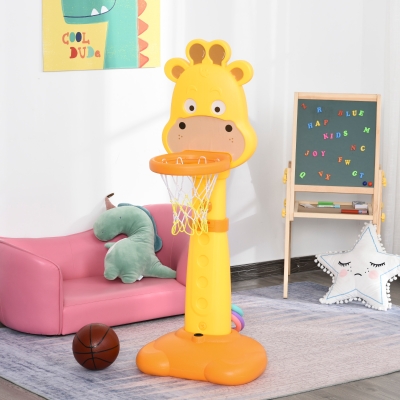 HOMCOM Kids Multifunctional Plastic Giraffe Basketball Playset