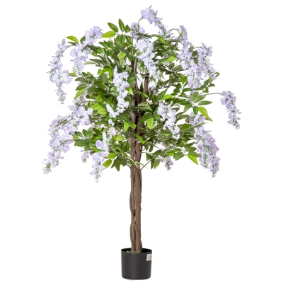 HOMCOM Artificial Realistic Wisteria Flower Tree in Pot Plant for Outdoor Décor, 110cm