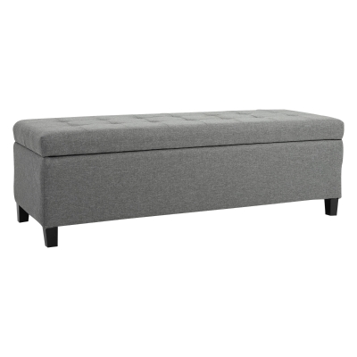 HOMCOM Fabric Storage Ottoman, with Padded Top - Grey