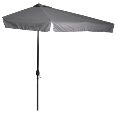 Outsunny 2.3m Half Round Parasol Umbrella Balcony Metal Frame Outdoor NO BASE Grey