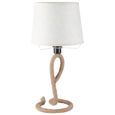 HOMCOM Farmhouse Table Lamp with Rope Base, Desk Fabric Light, Bedroom, Living room