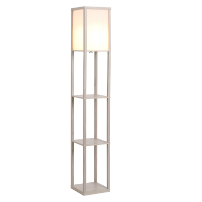 HOMCOM MDF 3-Tier Shelves Floor Lamp Oak/White