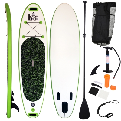 HOMCOM Inflatable Paddle Board Plastic Multi-Layer Shell Air Pump Surfing Non-Slip Panel w/ Adjustable Paddle, Carry Bag, Repair Fixing Kit