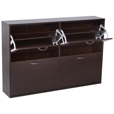 HOMCOM Shoe Cabinet, 120Lx24Wx81H cm, Particle Board-Dark Brown