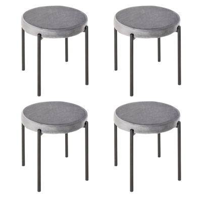 HOMCOM Backless Stackable Dining Stools Fabric Upholstered Set of 4 Round Chair
