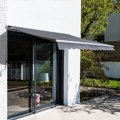 Outsunny Manual Retractable Awning, size (4m x3m)-Grey