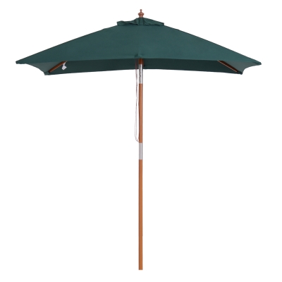 Outsunny 2m Elegant Parasol Solid Wood Pole Tilting Canopy Bamboo Ribs Sun Shade Green