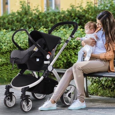 HOMCOM Aluminium Frame 3-in-1 Convertible Stroller Grey