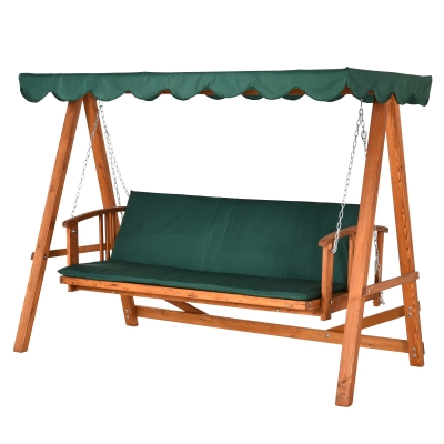 Outsunny Wooden Garden 3-Seater Outdoor Swing Chair