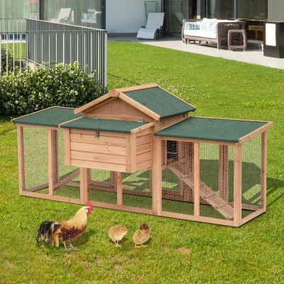 PawHut Poulailler Bois Marron Chalet 124cm