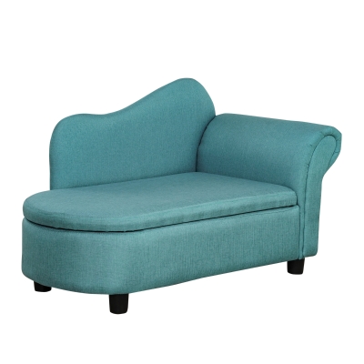 HOMCOM Kids Sofa Toddler Chair with Storage Compartment Eucalyptus Wood Light Blue