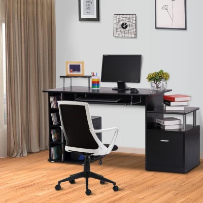 Homcom Bureau Ordinateur Bois Noir 152cm