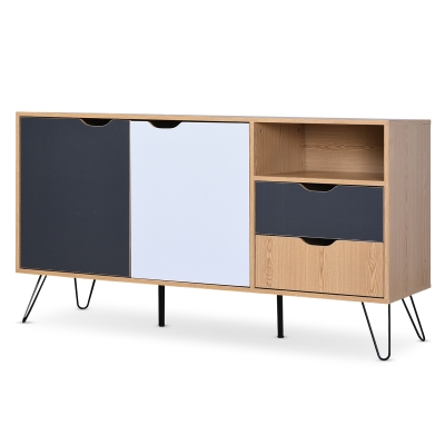 HOMCOM Particle Board 5-Compartment Elevated Storage Unit Black/White